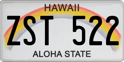 HI license plate ZST522