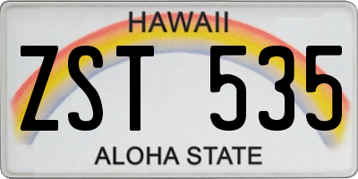 HI license plate ZST535
