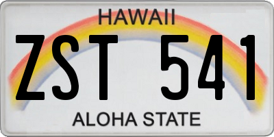 HI license plate ZST541