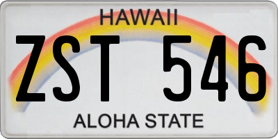 HI license plate ZST546