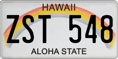 HI license plate ZST548