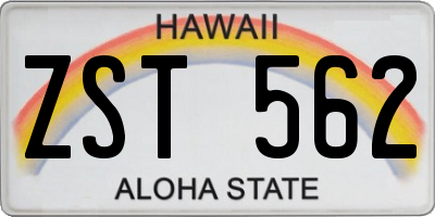 HI license plate ZST562