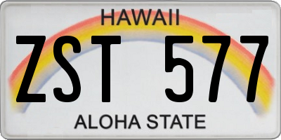 HI license plate ZST577