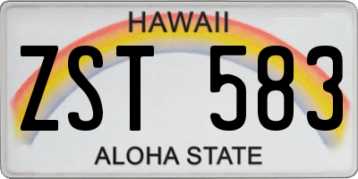 HI license plate ZST583