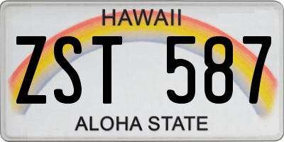 HI license plate ZST587