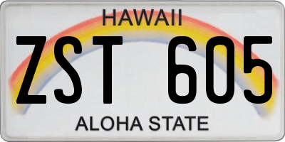 HI license plate ZST605