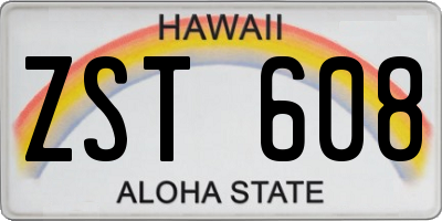 HI license plate ZST608