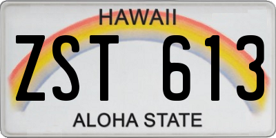 HI license plate ZST613