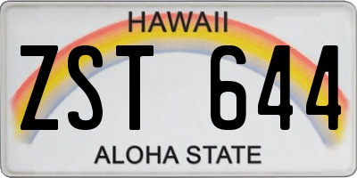 HI license plate ZST644