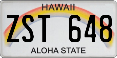 HI license plate ZST648