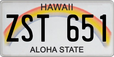 HI license plate ZST651
