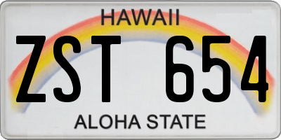 HI license plate ZST654