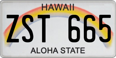 HI license plate ZST665
