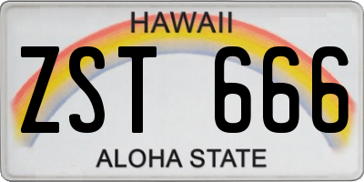 HI license plate ZST666