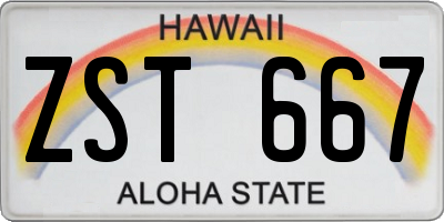 HI license plate ZST667