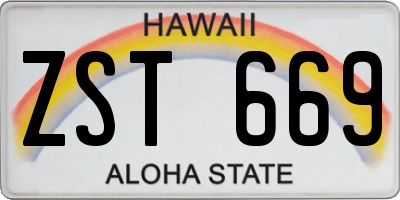HI license plate ZST669