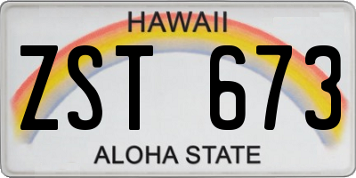 HI license plate ZST673