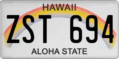 HI license plate ZST694