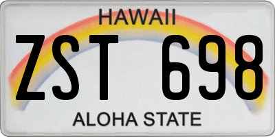 HI license plate ZST698