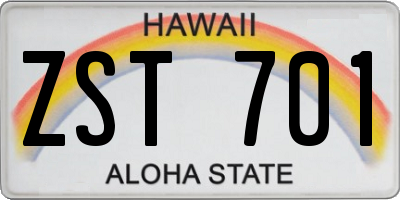 HI license plate ZST701