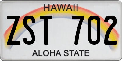 HI license plate ZST702