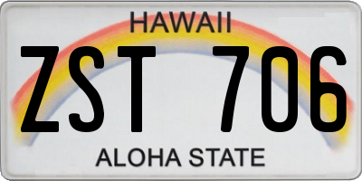 HI license plate ZST706