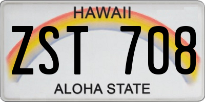 HI license plate ZST708