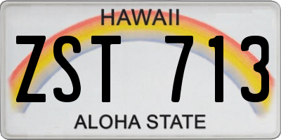 HI license plate ZST713