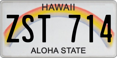 HI license plate ZST714