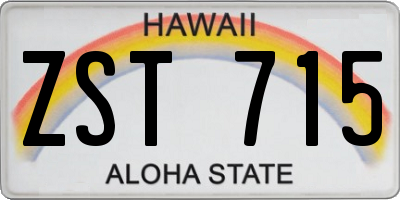 HI license plate ZST715