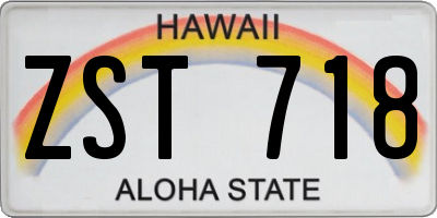 HI license plate ZST718