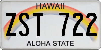 HI license plate ZST722