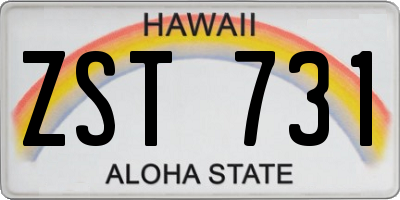 HI license plate ZST731