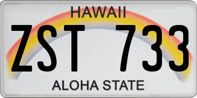 HI license plate ZST733