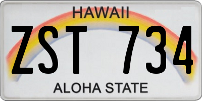 HI license plate ZST734