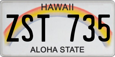 HI license plate ZST735