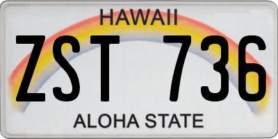 HI license plate ZST736