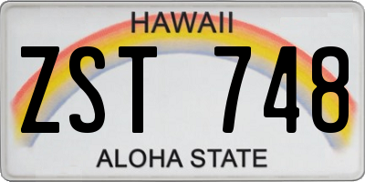 HI license plate ZST748