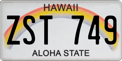 HI license plate ZST749