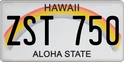 HI license plate ZST750