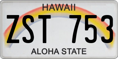 HI license plate ZST753