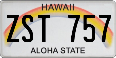 HI license plate ZST757