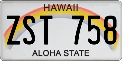 HI license plate ZST758