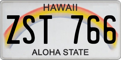 HI license plate ZST766