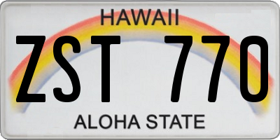HI license plate ZST770