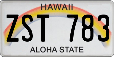 HI license plate ZST783