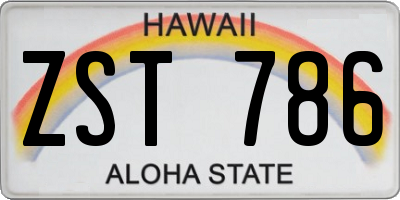 HI license plate ZST786