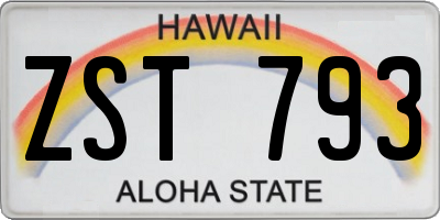 HI license plate ZST793