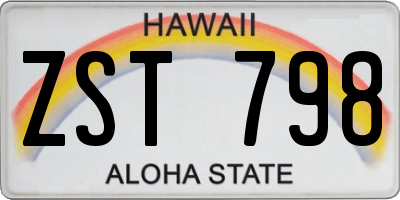 HI license plate ZST798