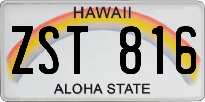 HI license plate ZST816